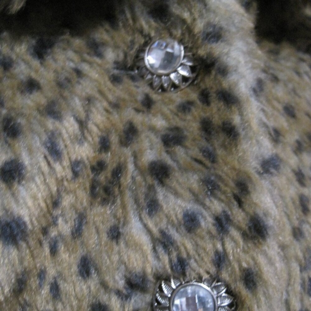 Paris Blues Coat Women's Medium Leopard Faux Fur Polyester Open Front Pockets - Picture 6 of 10